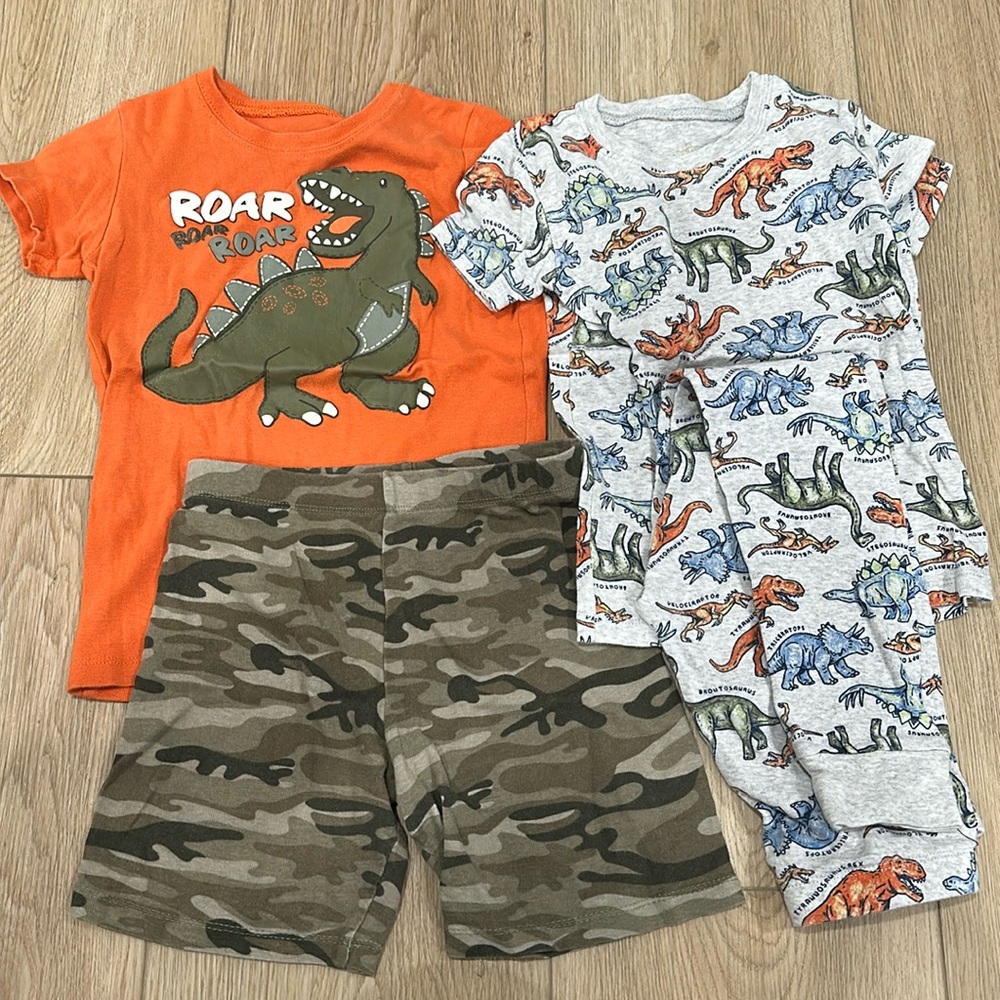 LOT of 2 sets dinosaur pajamas size 8